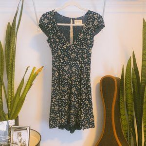 Denim & Supply Navy Blue Floral Dress Back Cut Out